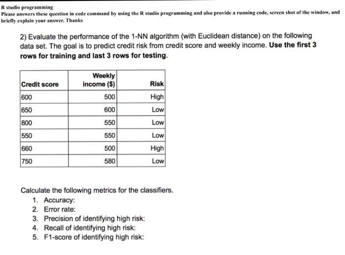 Solved R studio programming Please answers these question in | Chegg.com