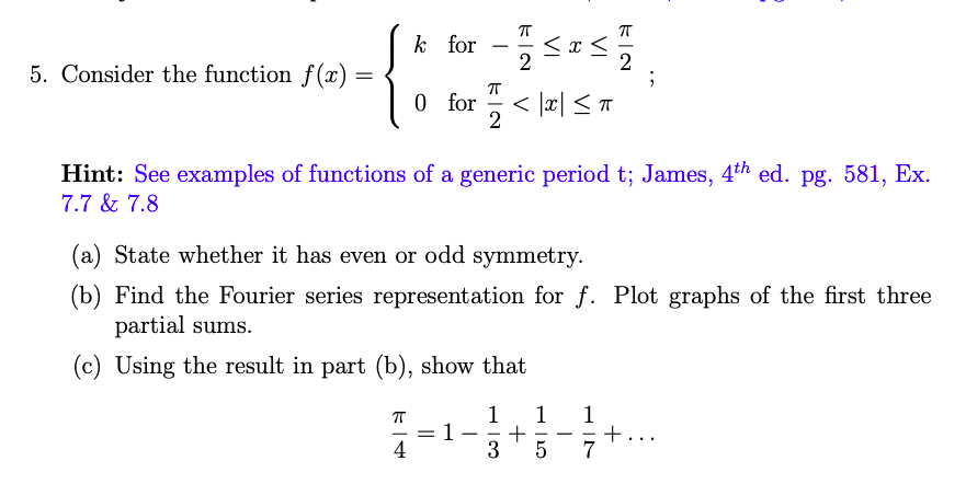 5 Consider The Function F X K For 2 2 Tt 0 For Chegg Com