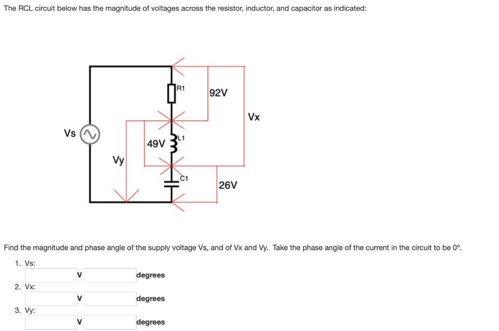Solved The RCL circuit below has the magnitude of voltages