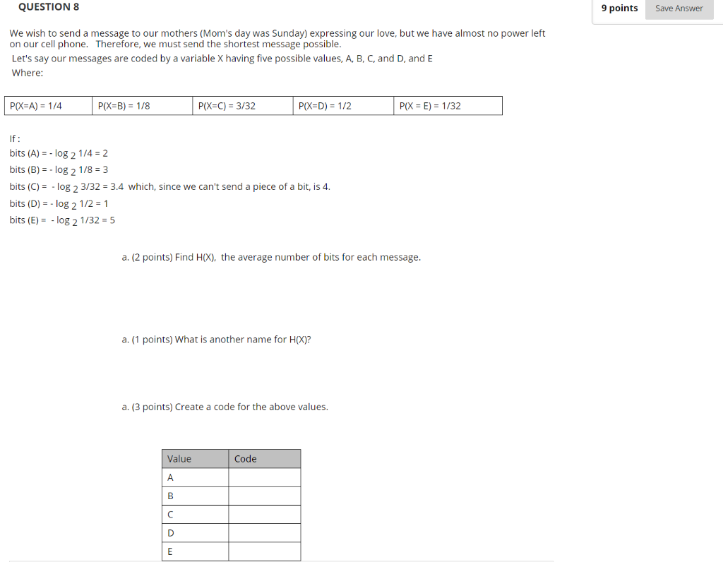 Solved QUESTION 8 9 points Save Answer We wish to send a | Chegg.com