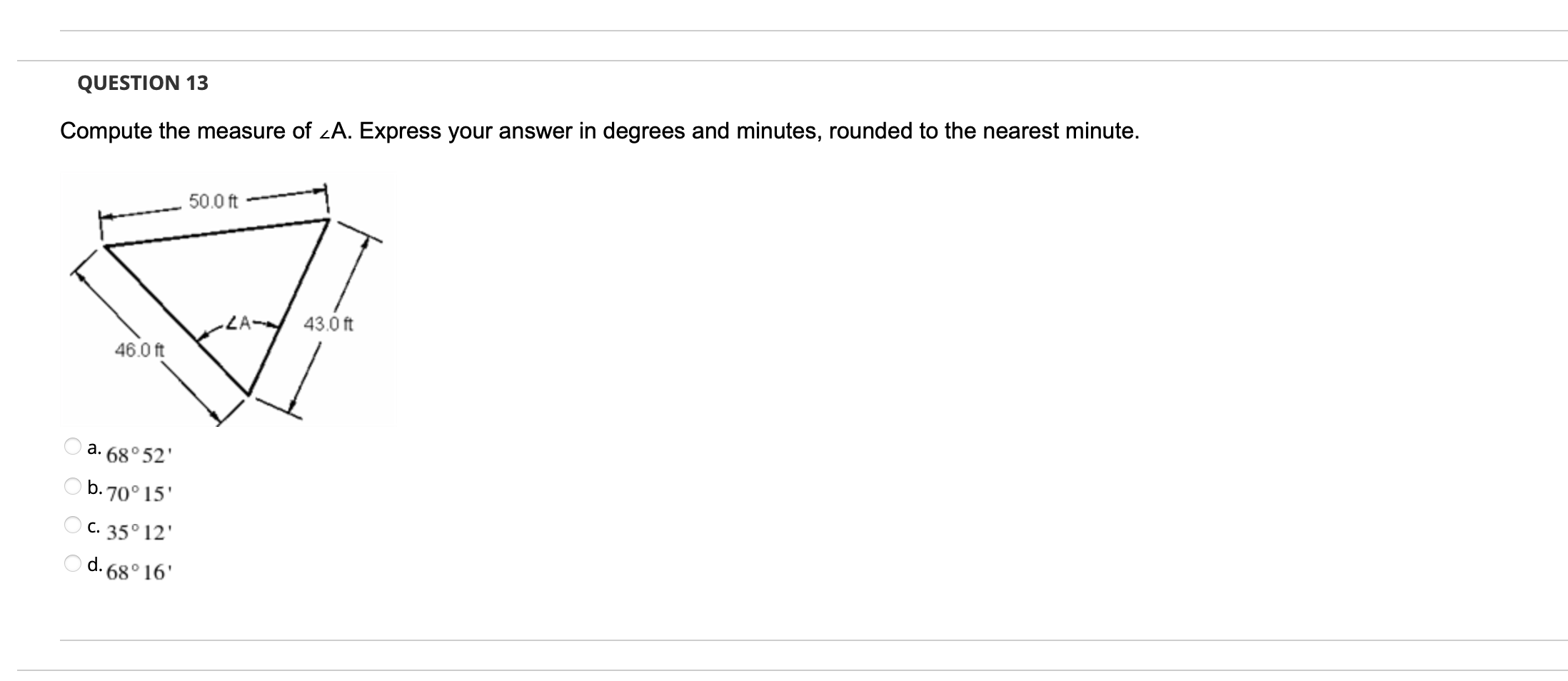 Solved QUESTION 13 Compute The Measure Of 2A Express Your Chegg