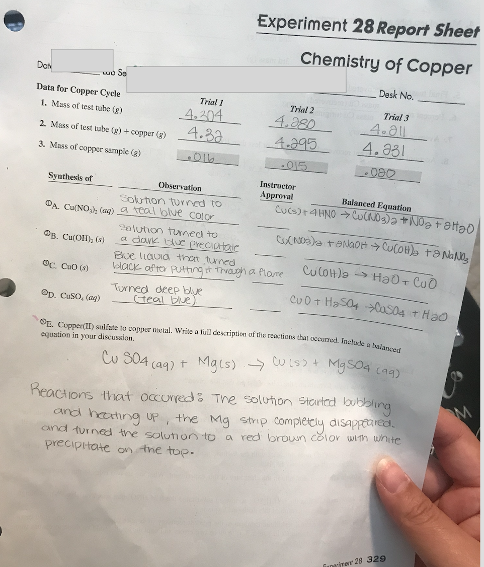 experiment 28 chemistry of copper pre lab