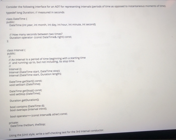 Solved Consider the following interface for an ADT for | Chegg.com