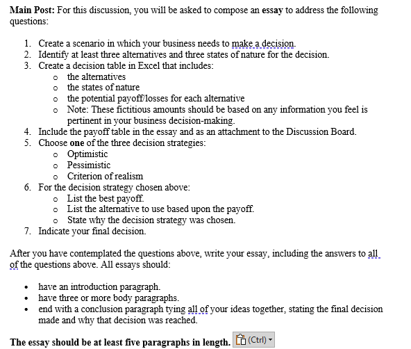 Solved Main Post: For this discussion, you will be asked to | Chegg.com