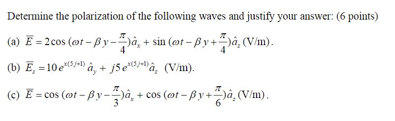 Solved 4 Determine The Polarization Of The Following Wave Chegg Com