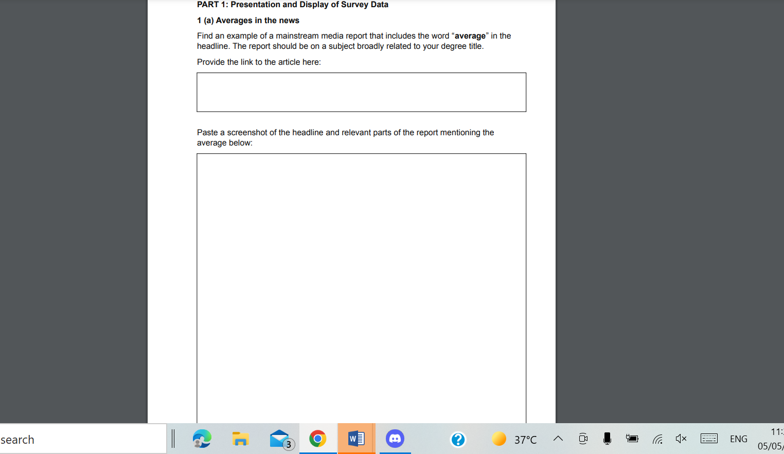 Solved PART 1: Presentation and Display of Survey Data 1 (a) | Chegg.com