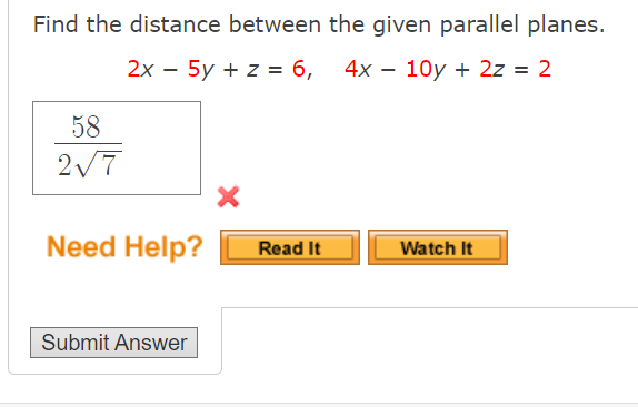 Find the distance between the given parallel planes.
\[
2 x-5 y+z=6, \quad 4 x-10 y+2 z=2
\]