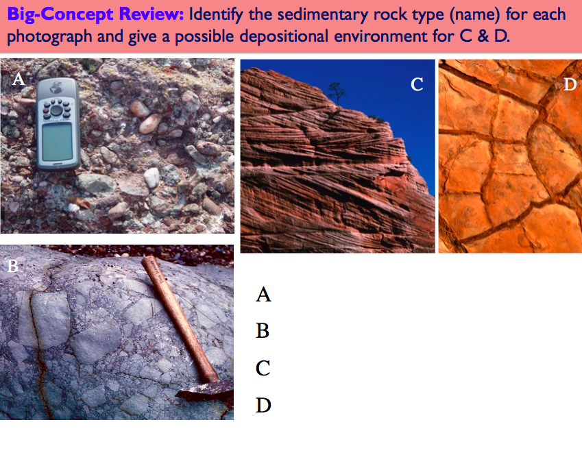 sedimentary rock types names