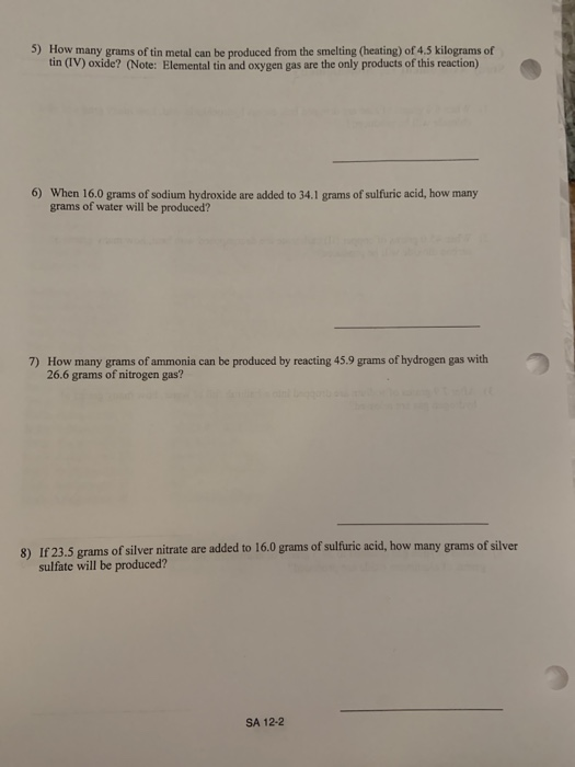 stoichiometry assignment 2 answer key