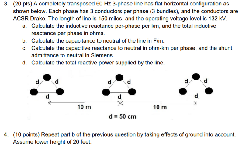 Solved 3. (20 pts) A completely transposed 60 Hz 3-phase | Chegg.com