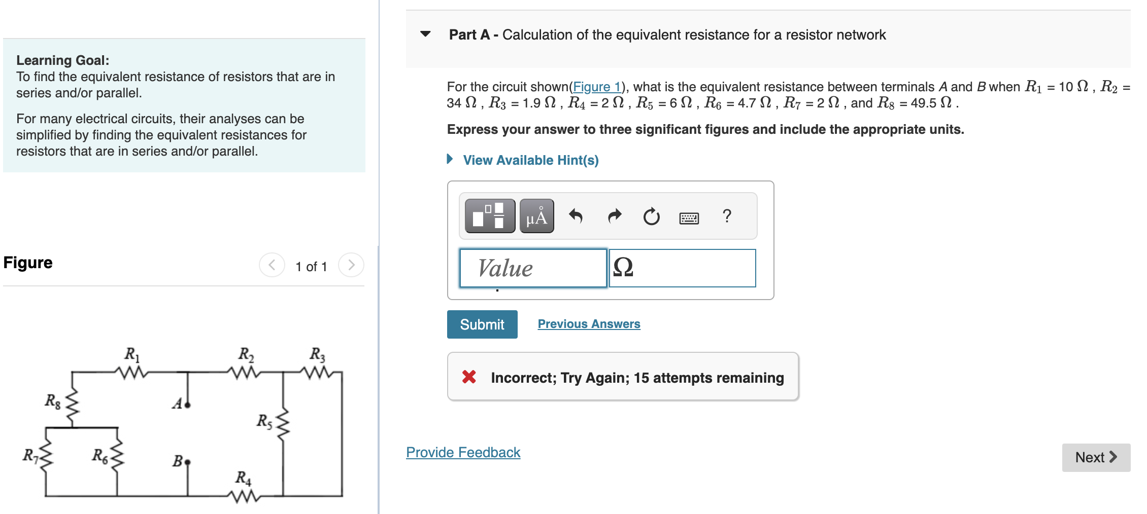 Solved Part A Calculation Of The Equivalent Resistanc