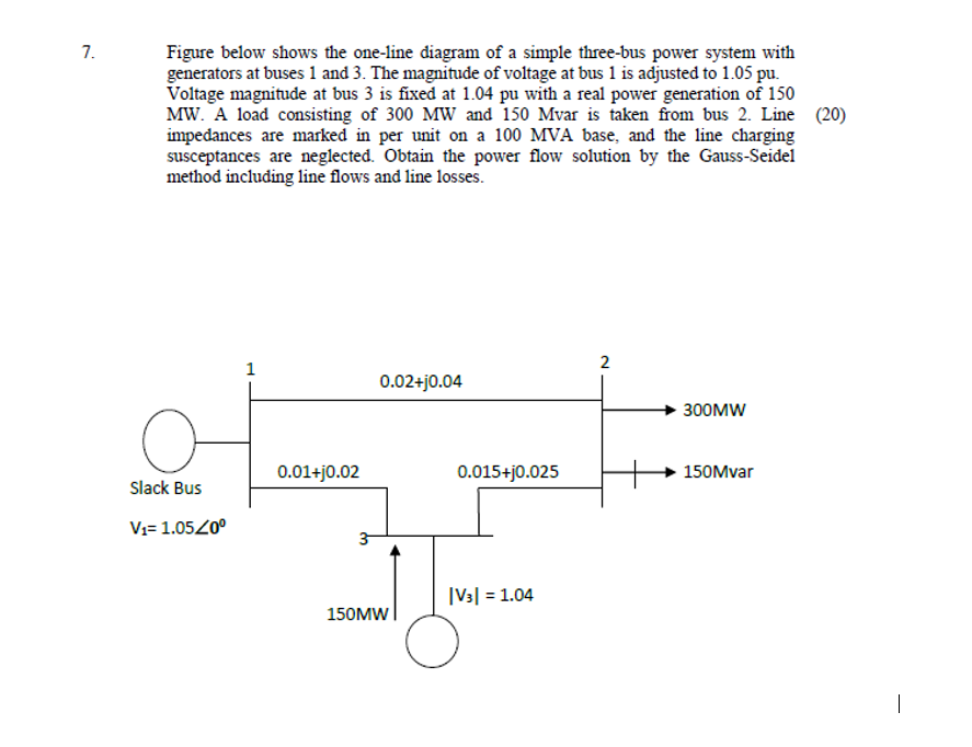 Solved 7. Figure below shows the one-line diagram of a | Chegg.com