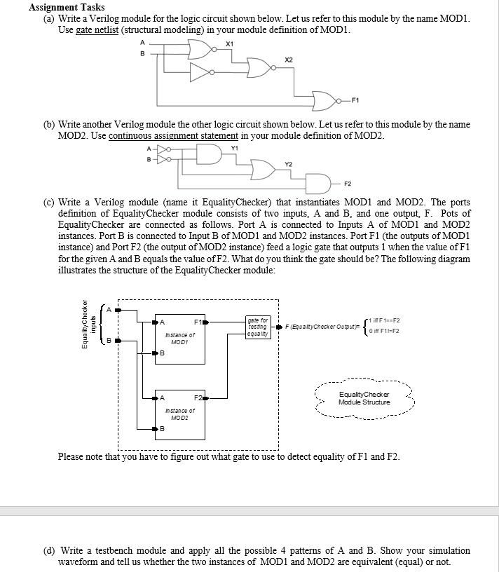 Solved Assignment Tasks (a) Write A Verilog Module For The | Chegg.com