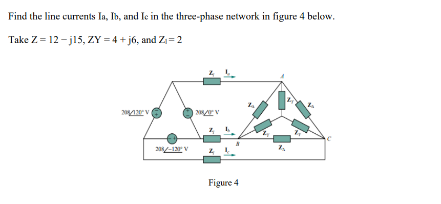 Solved Find the line currents Ia, Ib, and Ic in the | Chegg.com