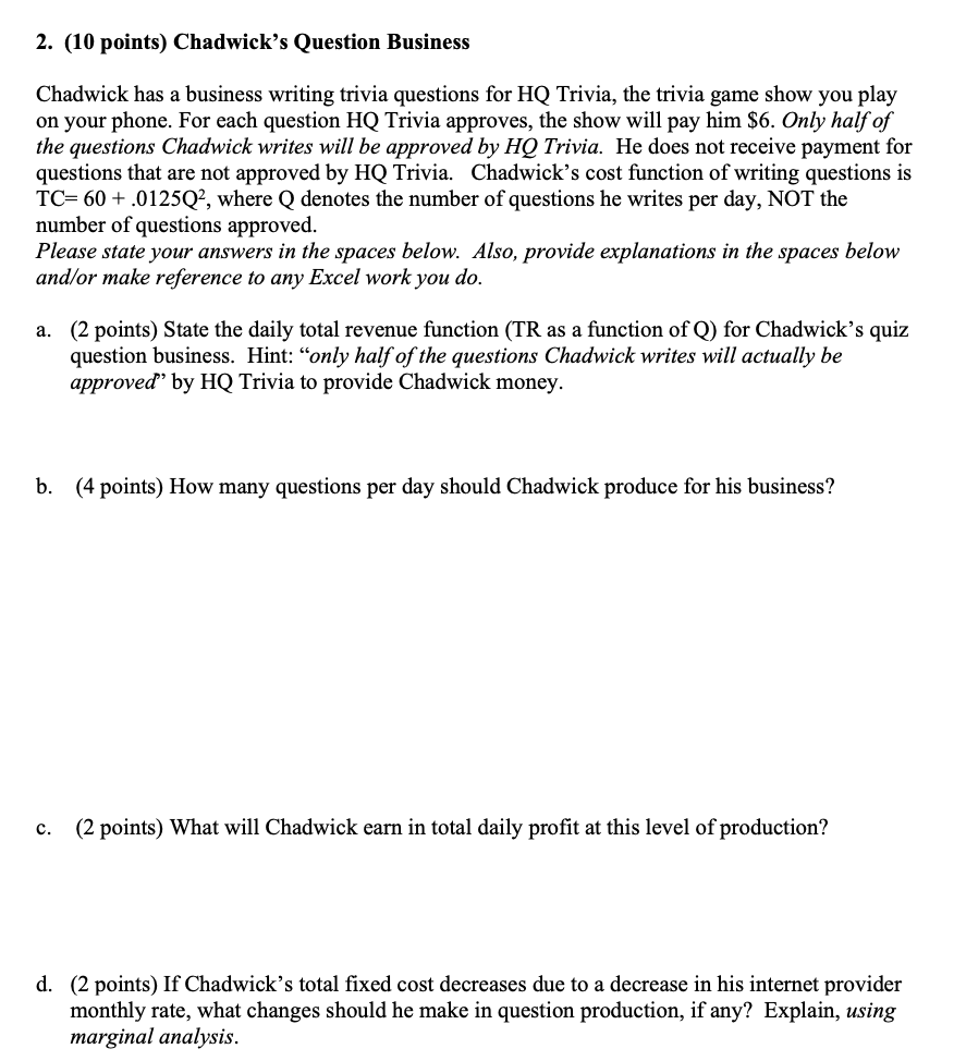 Solved 2 10 Points Chadwick S Question Business Chadwick Chegg Com