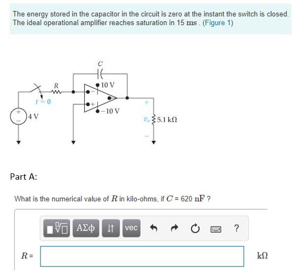 Solved The energy stored in the capacitor in the circuit is