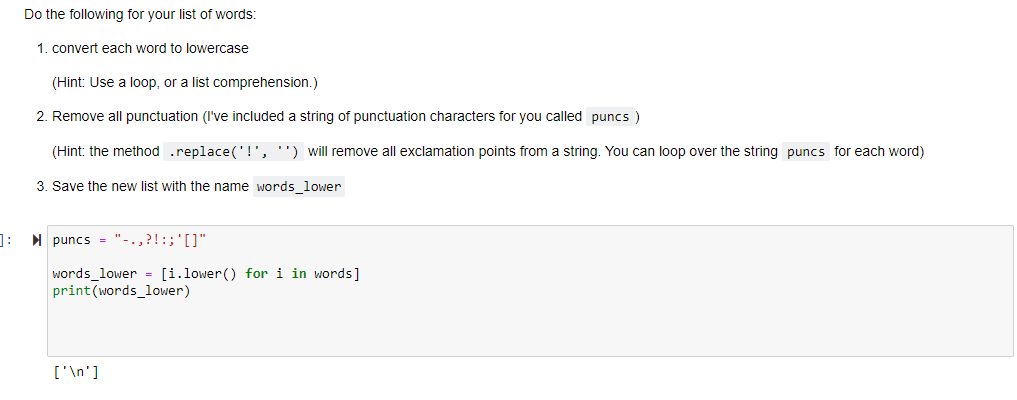 Solved Now split the string into a list of individual words | Chegg.com