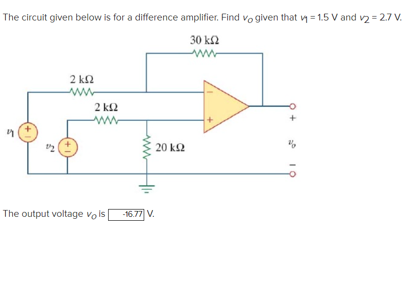 Solved The circuit given below is for a difference | Chegg.com