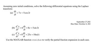 Solved Can you solve it in the MATLAB, and show screenshot | Chegg.com