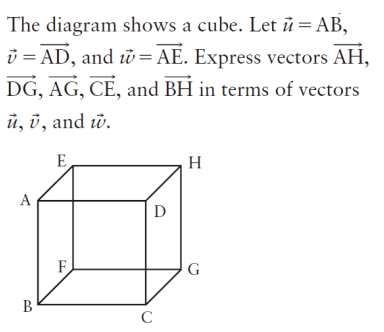Solved The diagram shows a cube. Let u=AB, v=AD, and w=AE. | Chegg.com