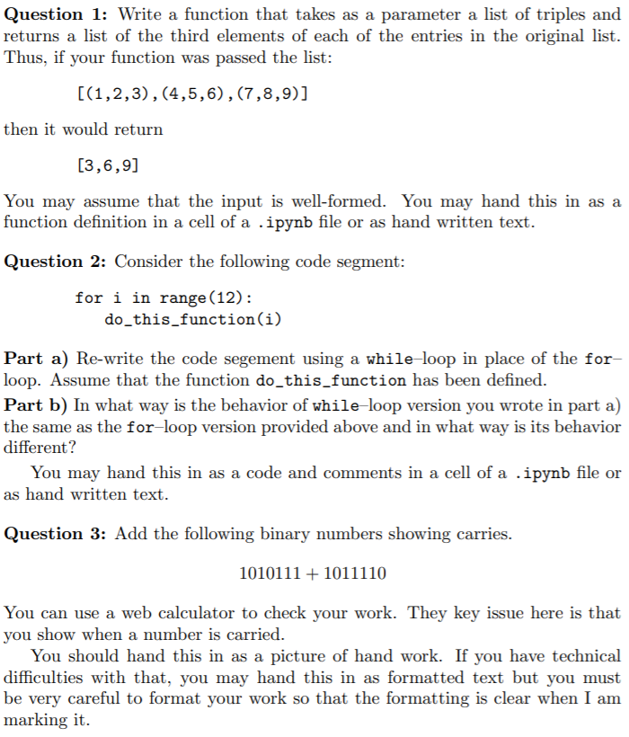 Solved Question 1: Write a function that takes as a | Chegg.com