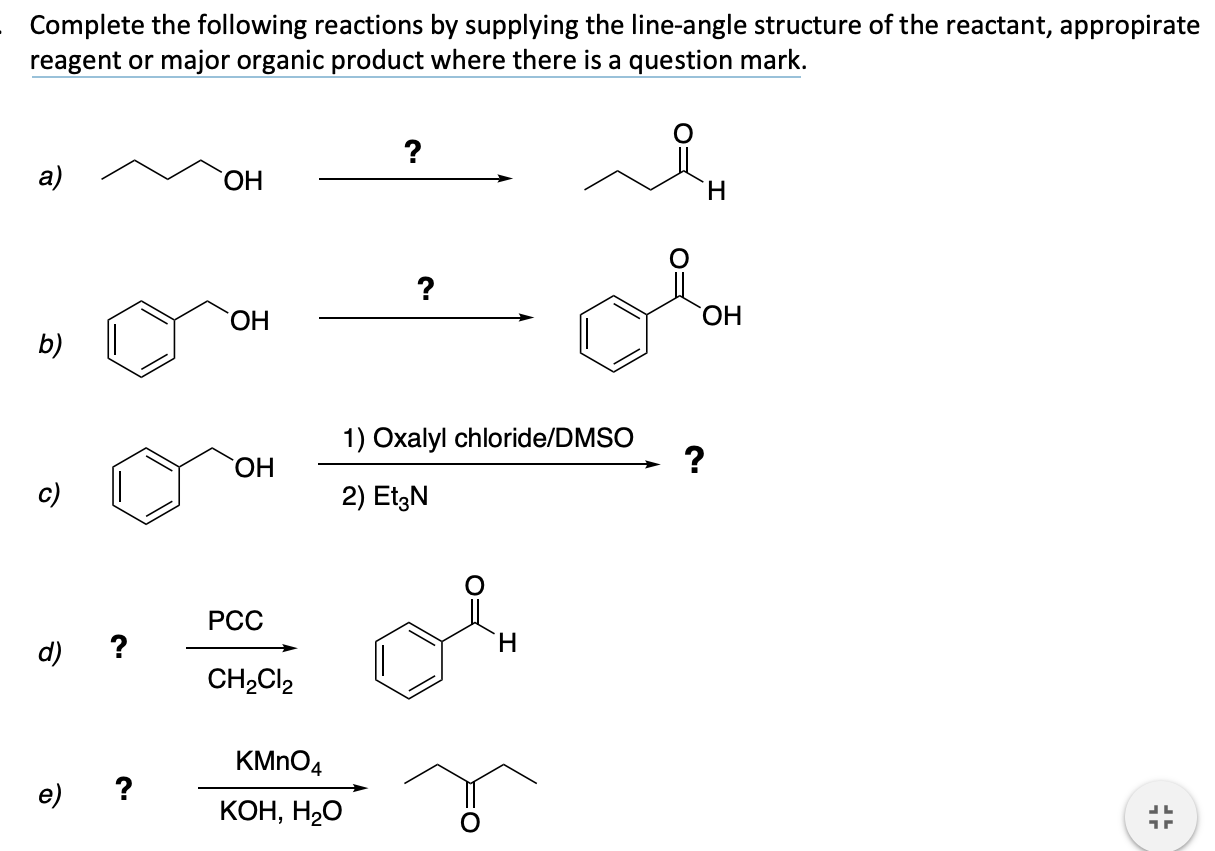 Solved Complete the following reactions by supplying the | Chegg.com