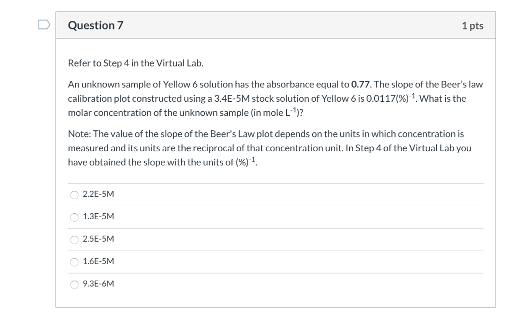 Solved Question 7 1 pts Refer to Step 4 in the Virtual Lab