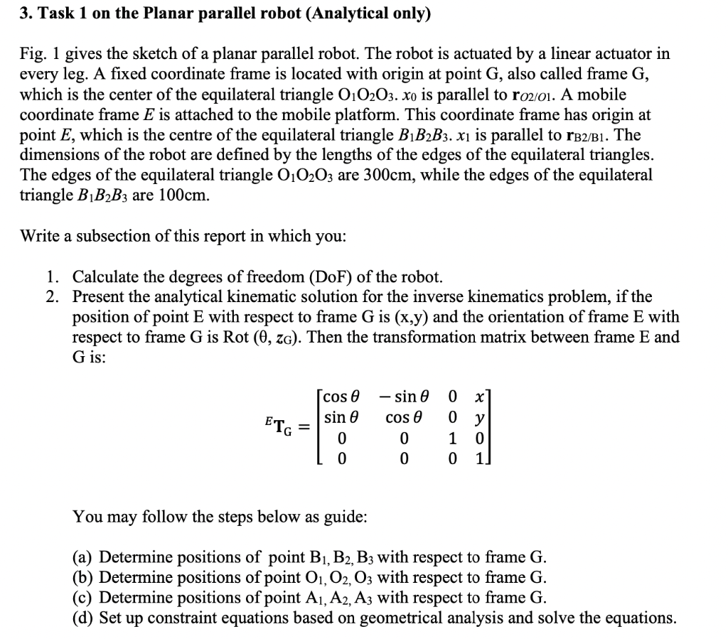 3. Task 1 on the Planar parallel robot (Analytical | Chegg.com