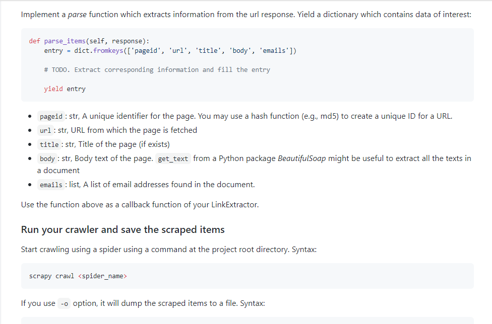 Crawler for the Web Implement a spider subclass as | Chegg.com