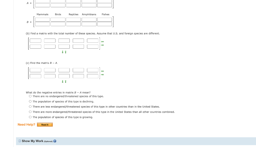 Solved (c) Find The Matrix B−A. [](b) Find A Matrix With The | Chegg.com