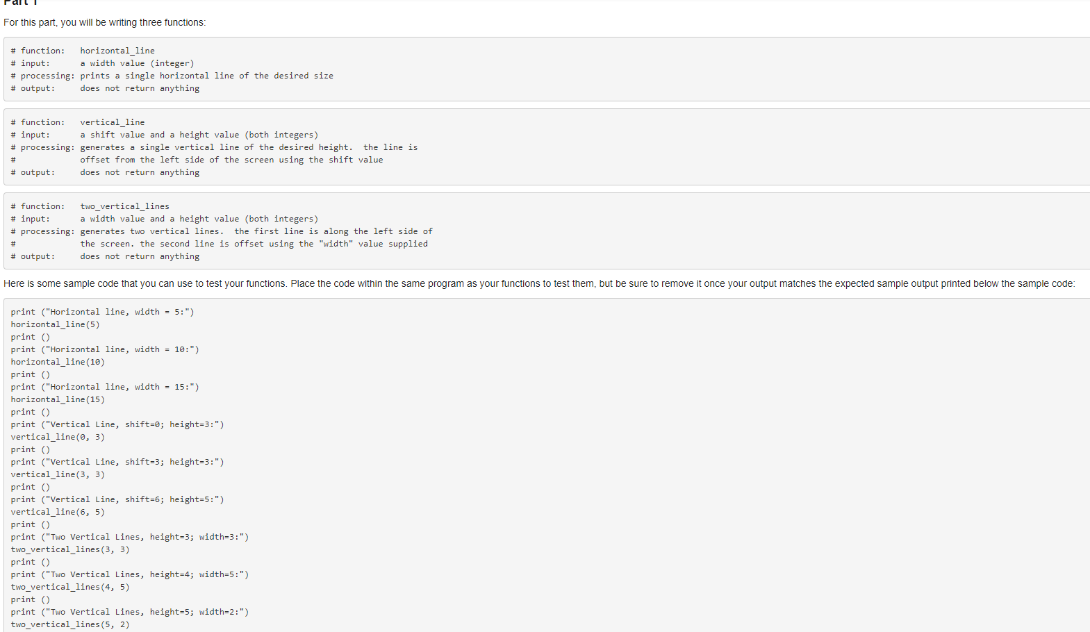 Solved For this part, you will be writing three functions: # | Chegg.com