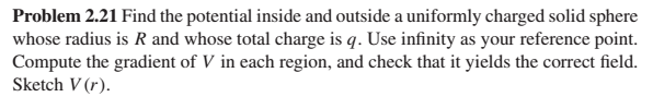 Solved Problem 2.21 Find the potential inside and outside a | Chegg.com