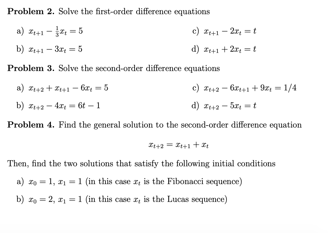 Solved Problem 2. Solve the firstorder difference equations
