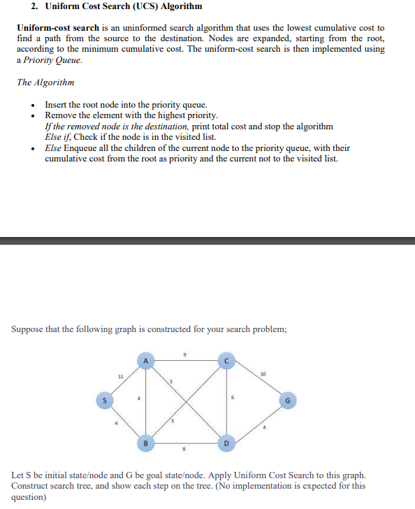 Solved 2. Uniform Cost Search (UCS) Algorithm Uniform-cost | Chegg.com