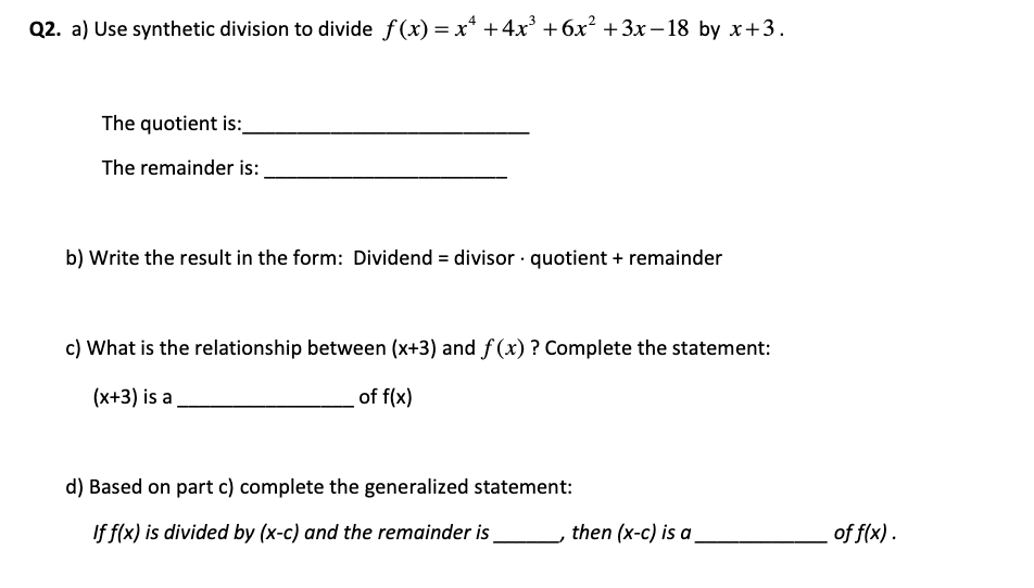 Solved Q1 Divide 3x 2 X5 1by X 1 Identify The Quotient Chegg