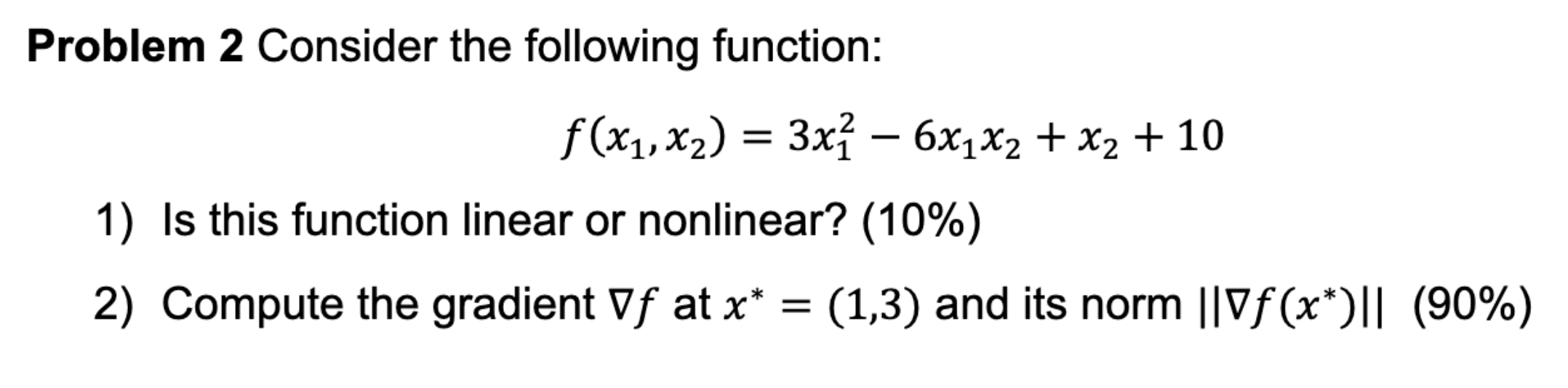 Solved Problem 2 Consider the following function: | Chegg.com