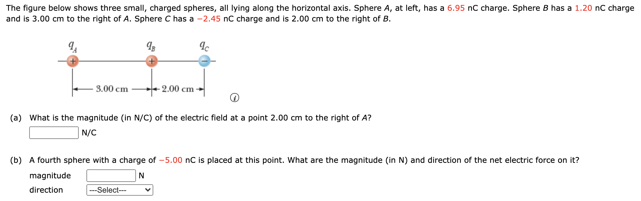 Solved The figure below shows three small, charged spheres, | Chegg.com