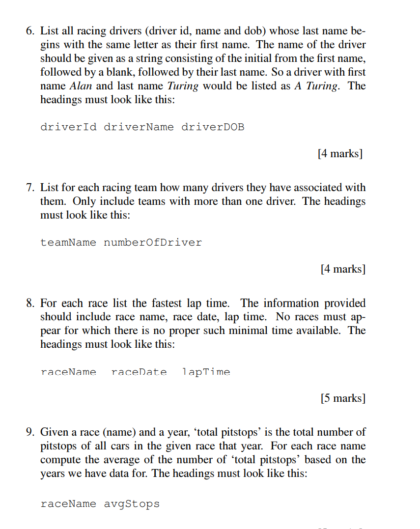 Solved Specification A Race Has A Name And Must Take Place Chegg
