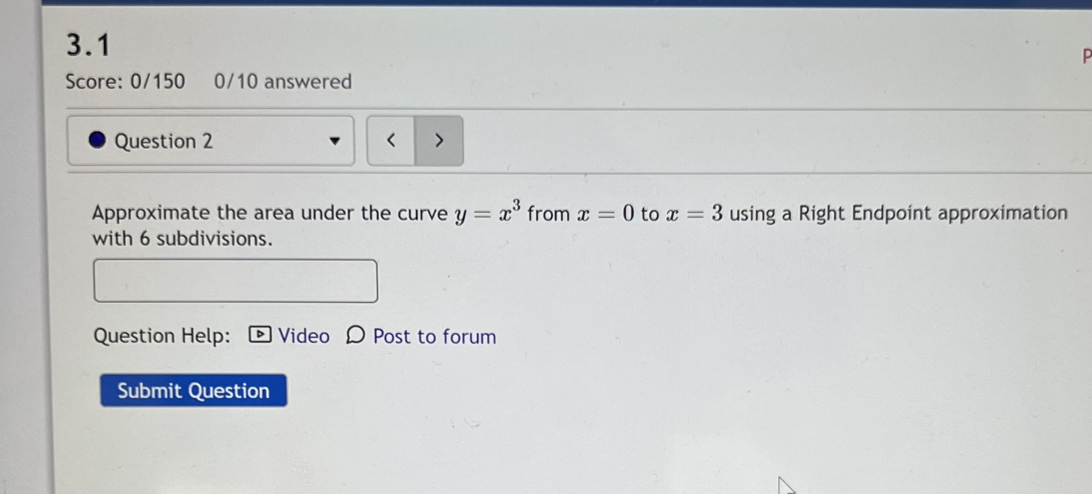 Solved Approximate the area under the curve y=x3 from x=0 to | Chegg.com