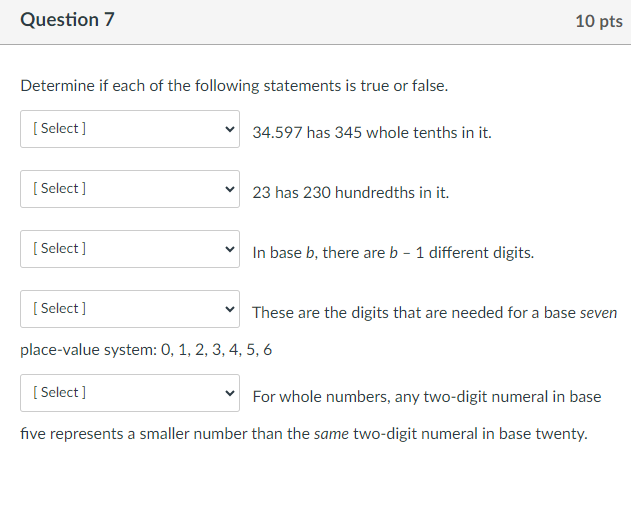 Solved Determine if each of the following statements is true | Chegg.com