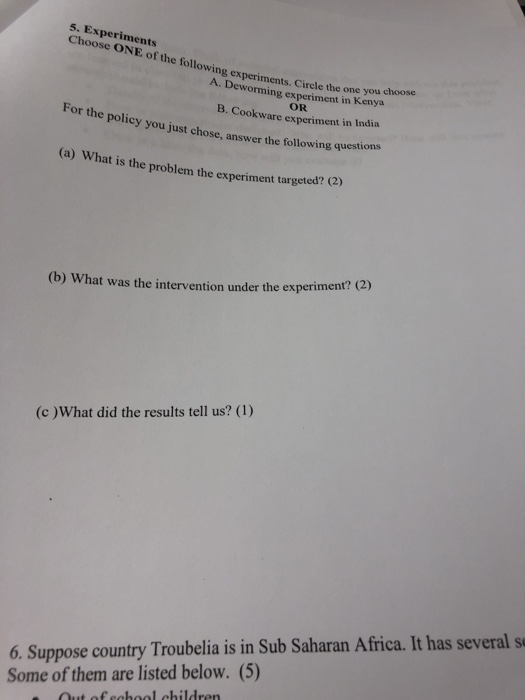Solved 5. Experiments Choose ONE of the following | Chegg.com