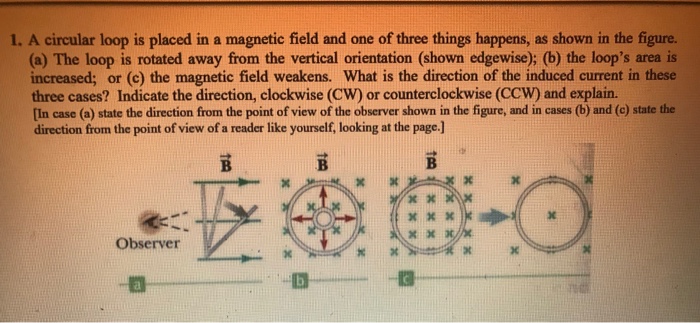 Solved 1. A circular loop is placed in a magnetic field and | Chegg.com
