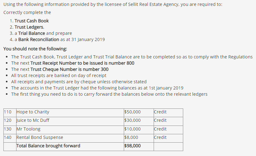 Using the following information provided by the