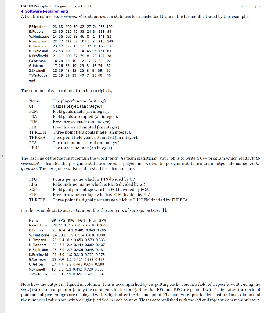 Solved Cse 100 Principles Of Programming With C Lab 5 Chegg Com