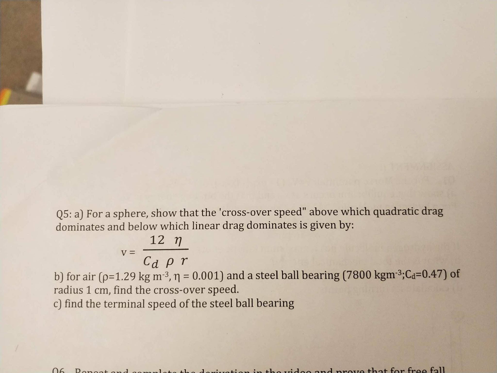 Solved a) show the crosse over speed b) find the cross | Chegg.com