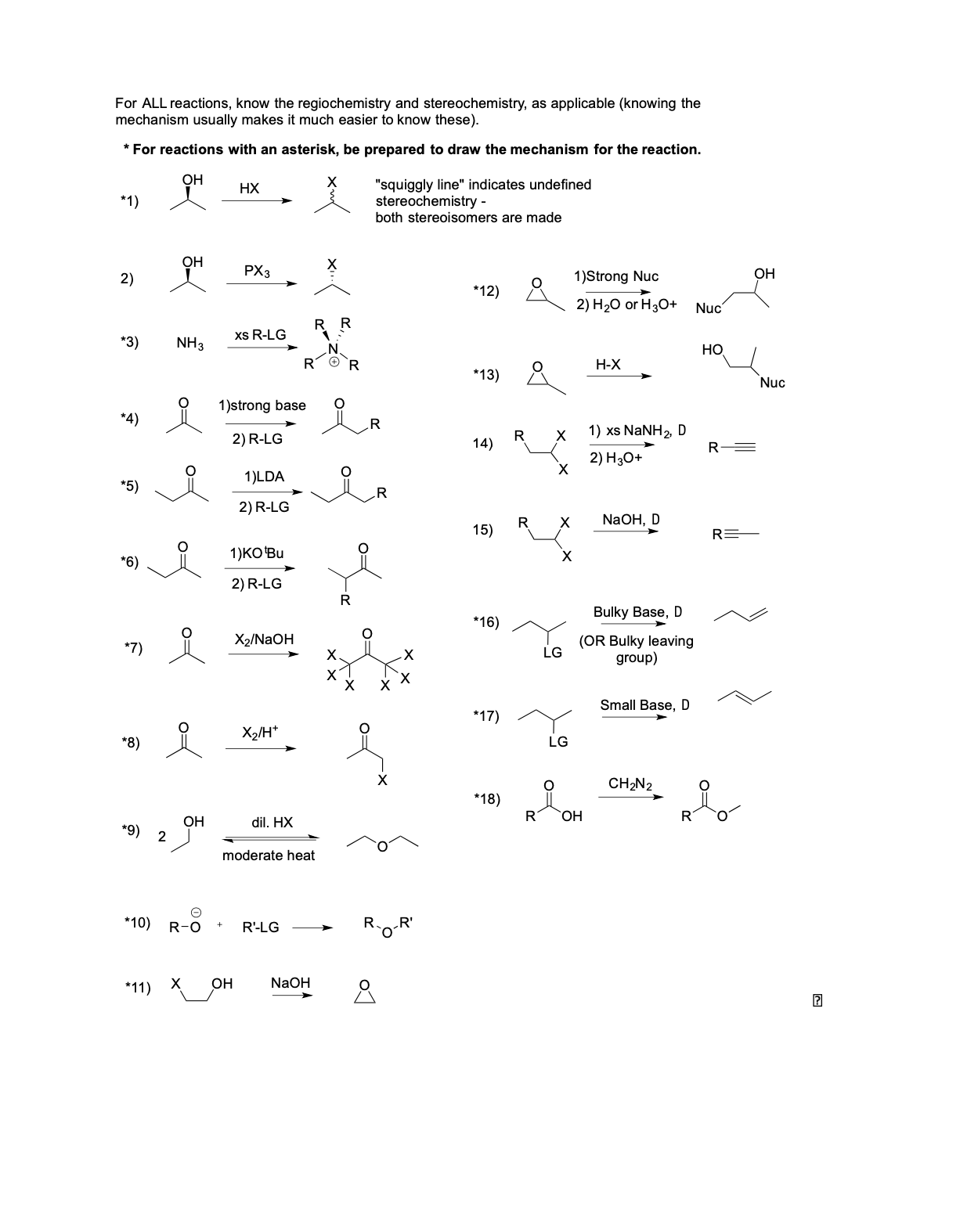 For ALL reactions, know the regiochemistry and | Chegg.com