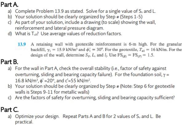 Solved Part A a) Complete Problem 13.9 as stated. Solve for | Chegg.com
