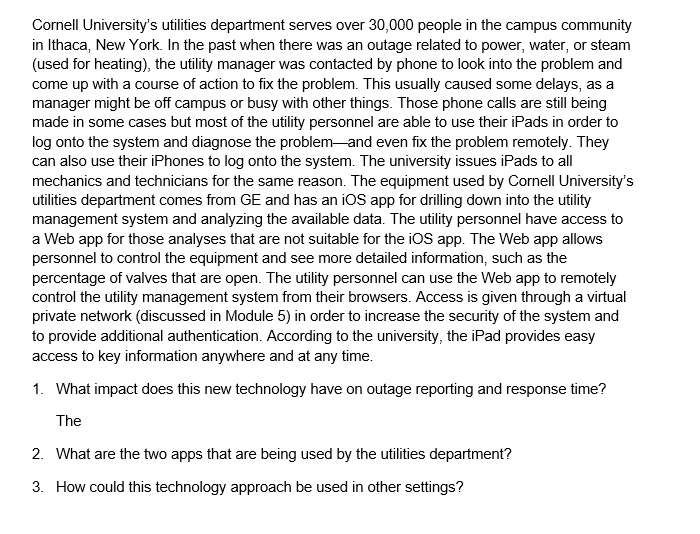 Cornell University's utilities department serves over