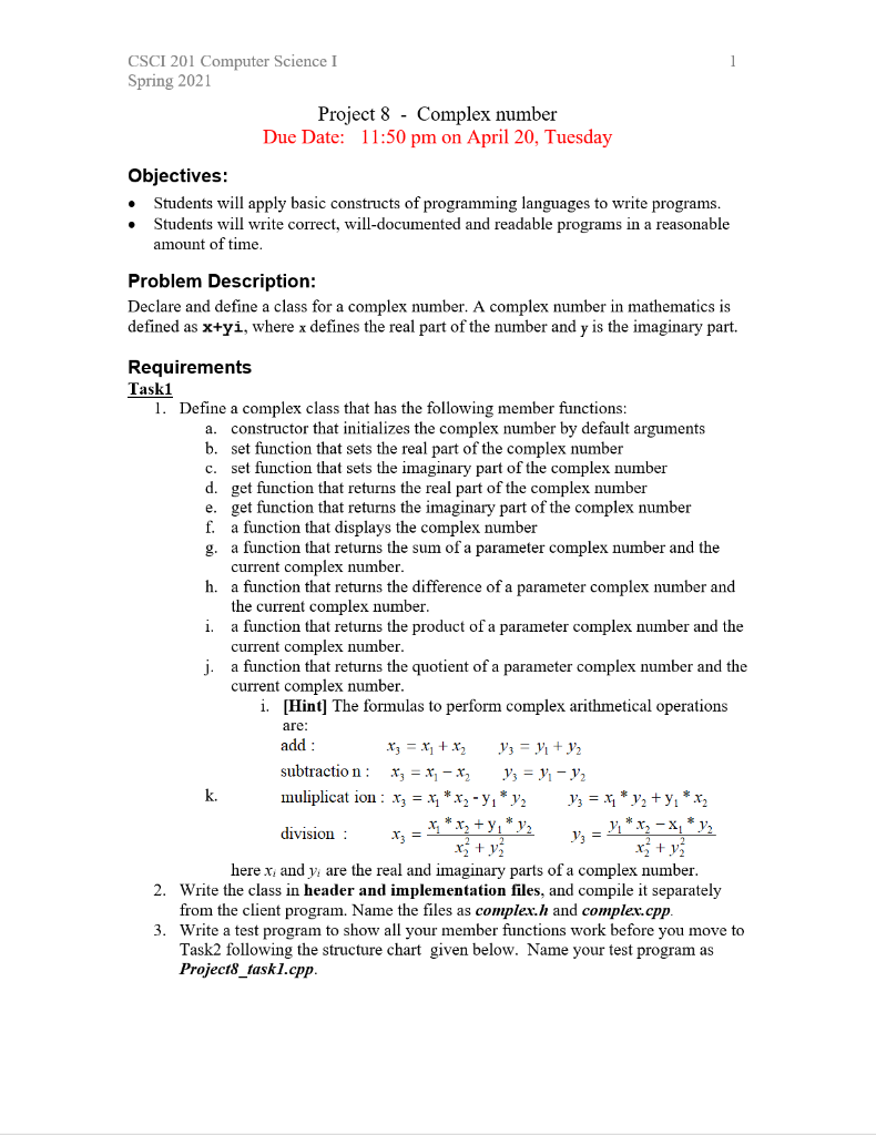 Solved CSCI 201 Computer Science I Spring 2021 Project 8 - | Chegg.com