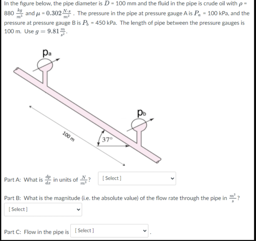 Solved . In the figure below, the pipe diameter is D = 100 | Chegg.com
